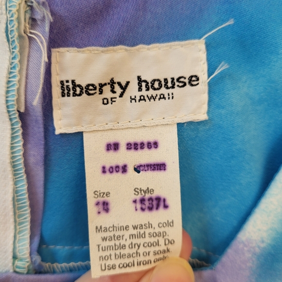 VTG 70s Liberty House Of Hawaii Maxi Dress Size 14 Blue Purple Floral Polyester - Picture 10 of 12